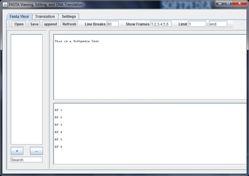 Fasta Viewing, Editing and DNA Translation screenshot