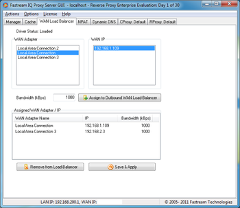 Fastream IQ Proxy Server GUI screenshot