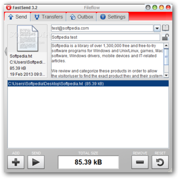 FastSend screenshot