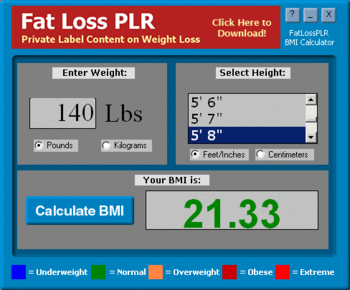 FatLossPLR BMI Calculator screenshot