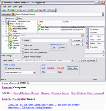 FavoritesAndFiles2HTML screenshot 2