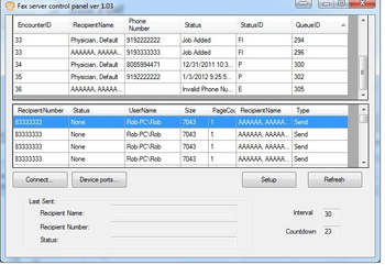 Fax server control panel screenshot 3