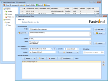 FaxMind Desktop Client for Windows screenshot