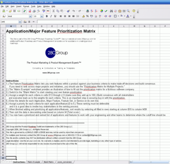 Feature Prioritization Roadmap Matrix screenshot