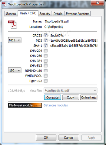 febooti fileTweak Hash & CRC screenshot
