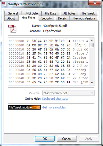 febooti fileTweak Hex Editor screenshot