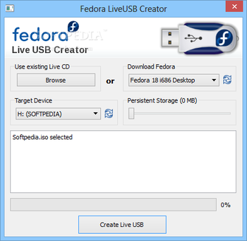 Fedora LiveUSB Creator screenshot