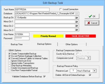FIBS Firebird-Interbase Backup Scheduler screenshot 3