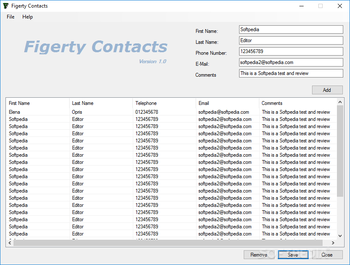Figerty Contacts screenshot