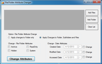 File and Folder Attribute Changer screenshot