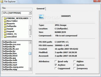 File Attribute Explorer screenshot