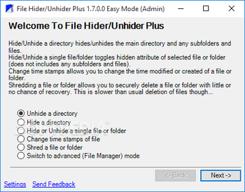 File Hider/Unhider Plus screenshot