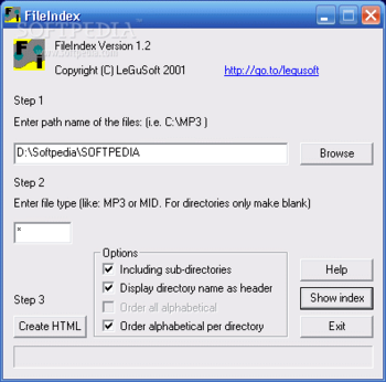 File Index screenshot