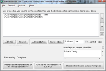 File Joiner to Merge and Combine Two or Several Files Software screenshot