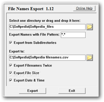 File Names Export screenshot