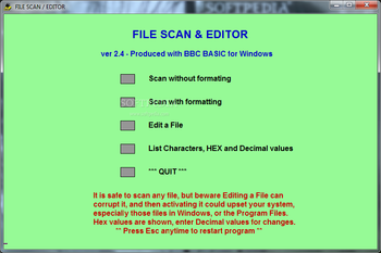 File Scan/Editor screenshot