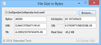 File Size in Bytes screenshot