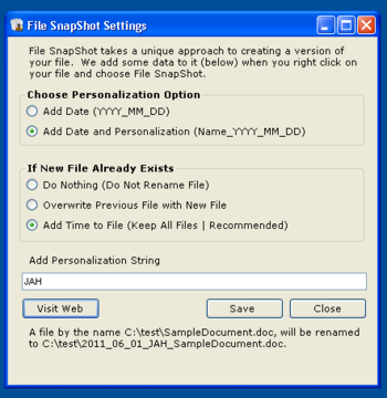 File SnapShot screenshot