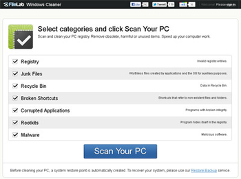 FileLab Windows Cleaner screenshot