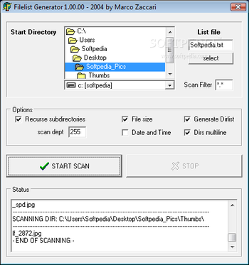 Filelist Generator screenshot