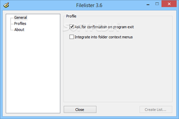 Filelister screenshot