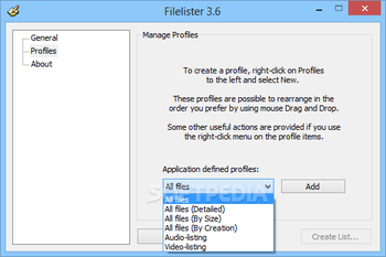 Filelister screenshot 2