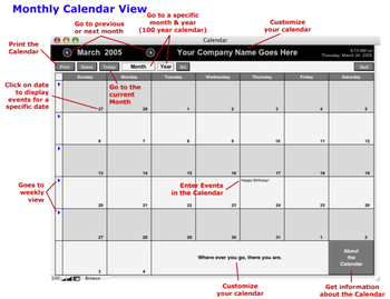 FileMaker Database Calendar screenshot