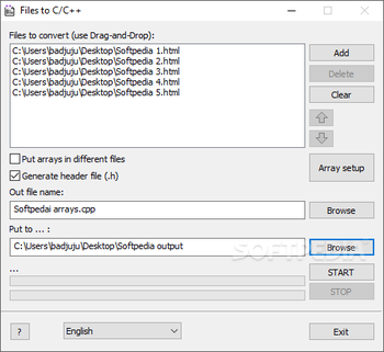 Files to C/C++ byte array screenshot