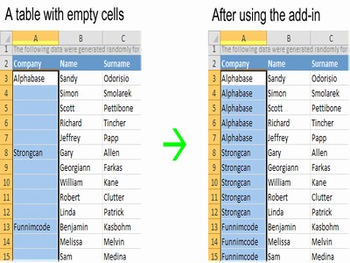 Fill Blank Cells for Microsoft Excel screenshot