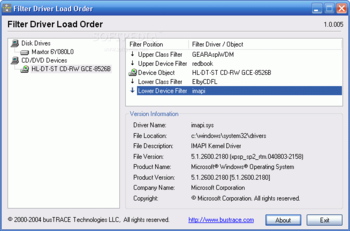 Filter Driver Load Order screenshot