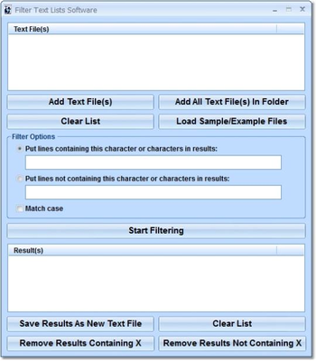 Filter Text Lists Software screenshot