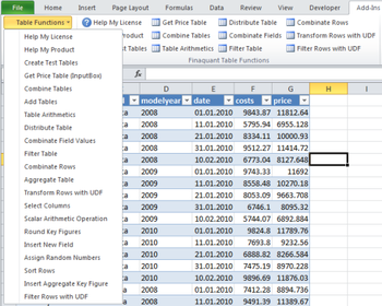 Finaquant in Excel screenshot