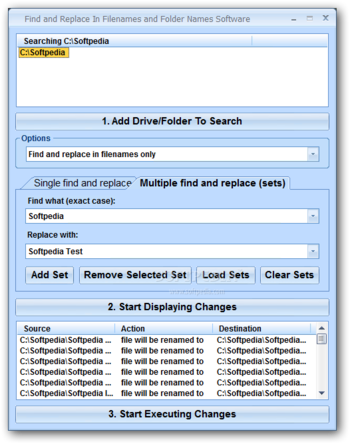Find and Replace In Filenames and Folder Names Software screenshot