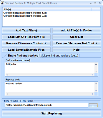 Find and Replace Text In Multiple Files Software screenshot