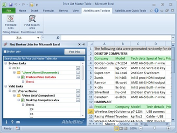 Find Broken Links for Microsoft Excel screenshot