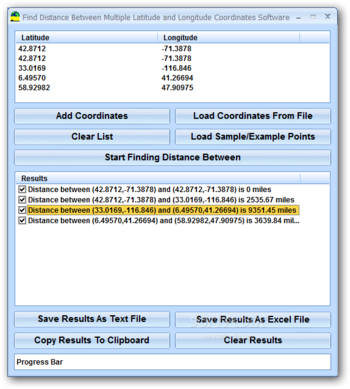 Find Distance Between Multiple Latitude and Longitude Coordinates Software screenshot