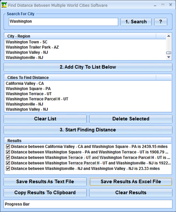 Find Distance Between Multiple World Cities Software screenshot