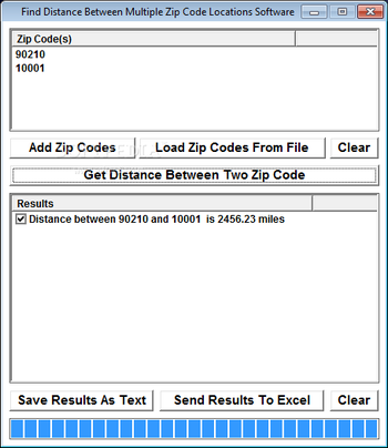 Find Distance Between Multiple Zip Code Locations Software screenshot