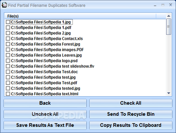 Find Partial Filename Duplicates Software screenshot 2