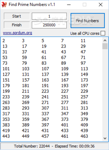 Find Prime Numbers screenshot