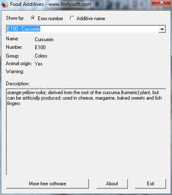 FinitySoft Food Additives screenshot