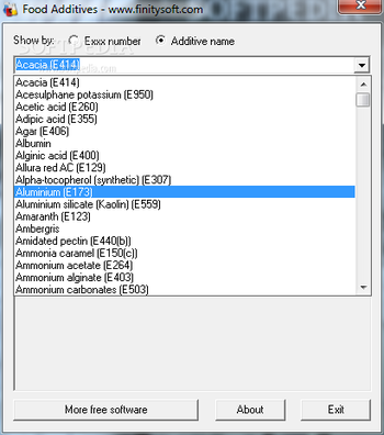 FinitySoft Food Additives screenshot 2