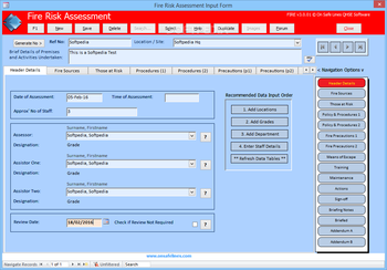 FIRE - Premises Risk Assessment Management screenshot