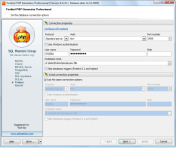 Firebird PHP Generator Professional screenshot