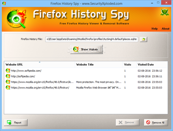 Firefox History Spy screenshot