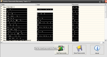 Firefox Password Recovery Tool screenshot