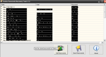 Firefox3 Password Recovery Tool screenshot