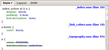 FireSass for Firebug for Firefox screenshot