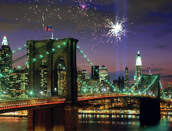 Fireworks on Brooklyn Bridge - Animated Screensaver screenshot
