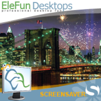 Fireworks on Brooklyn Bridge- Animated Screensaver screenshot